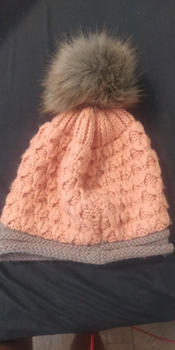 Pink Knitted Beanie with Pom Pom image indicator(2)