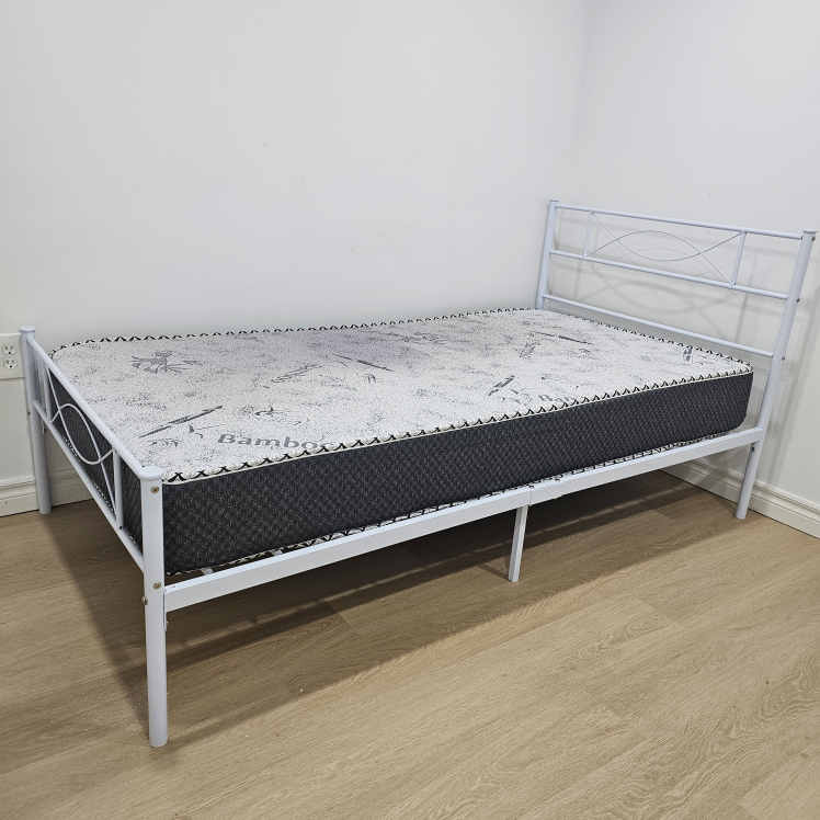 Single Metal Bed Frame with Mattress