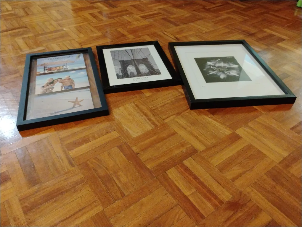 Three Framed Prints - Beach, Bridge, Flower thumbnail