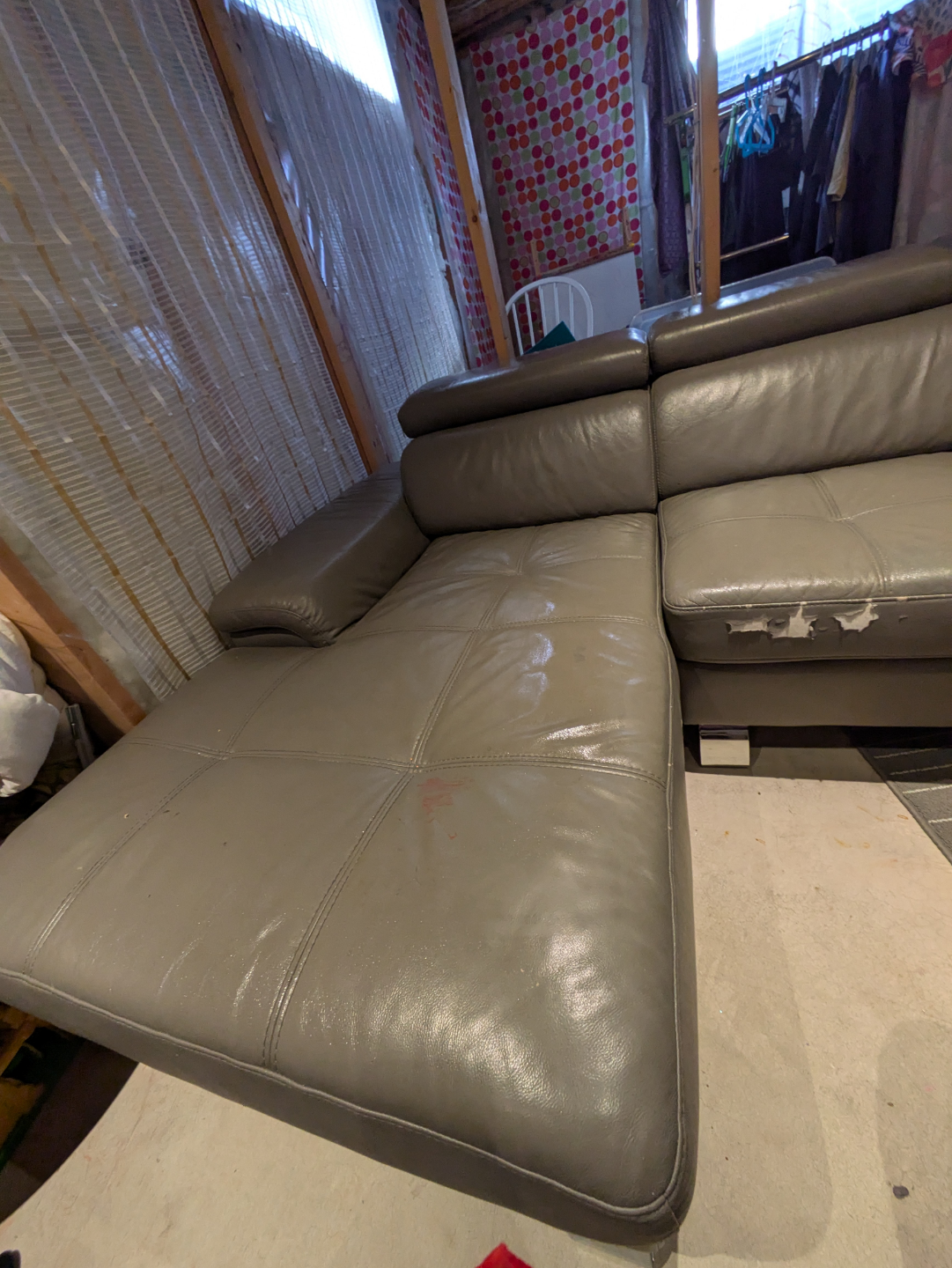 Grey Leather Sectional Sofa - photo 4