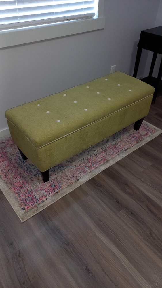 Olive Green Upholstered Storage Ottoman Bench - photo 2