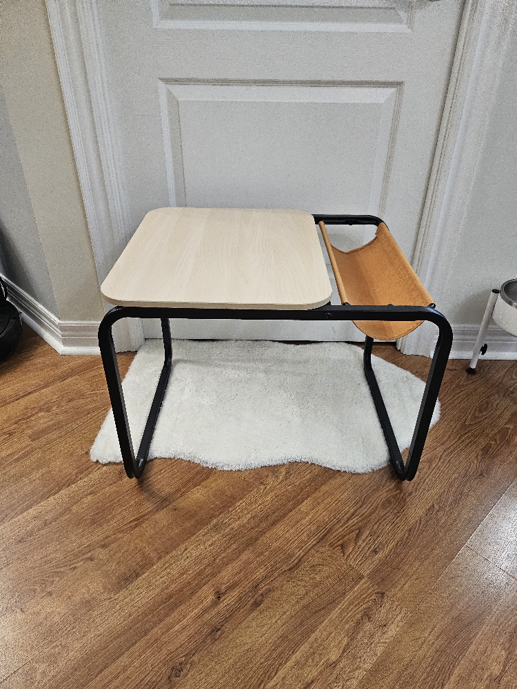 IKEA OLSERÖD Side table, anthracite/birch effect dark yellow - photo 5