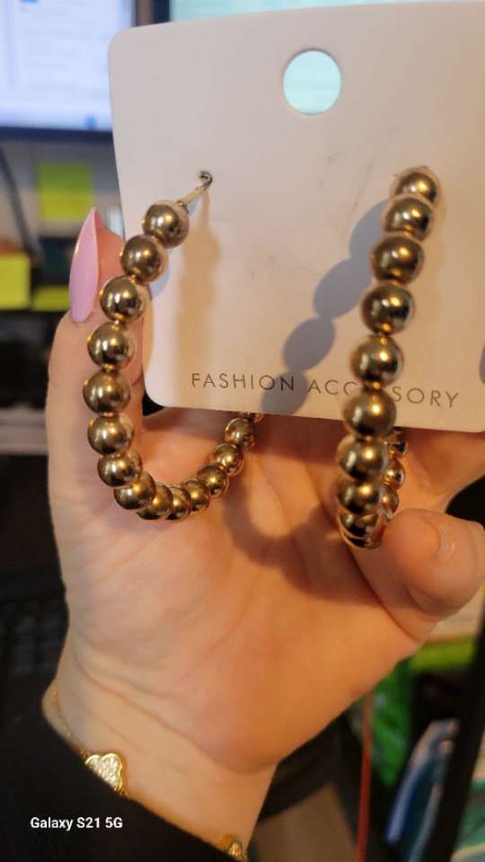 Gold Beaded Hoop Earrings