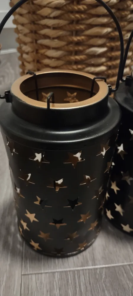 JHY DESIGN Set of 2 Metal Star Candle Lanterns image indicator(9)