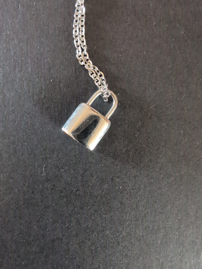 Silver Padlock Necklace (Cremation Ash Necklace) 💚