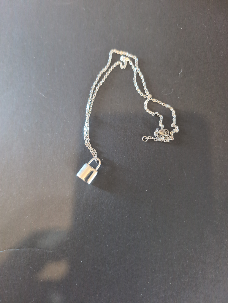 Silver Padlock Necklace (Cremation Ash Necklace) 💚 - photo 2