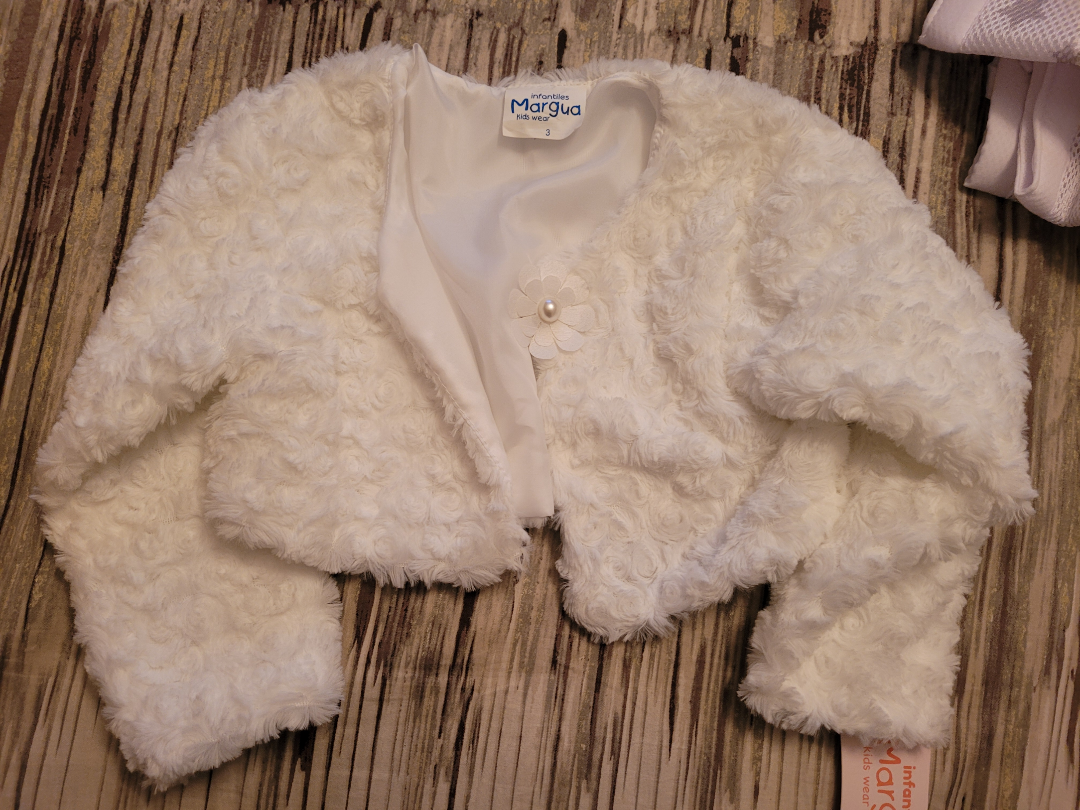 BNWT Infantiles Margua sz 3 European white faux fur bolero