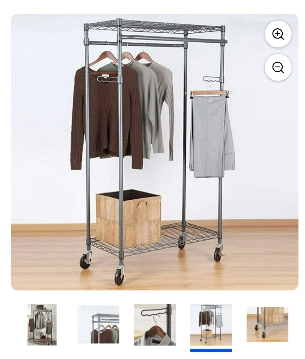 Rolling Garment Rack with Shelves - photo 2