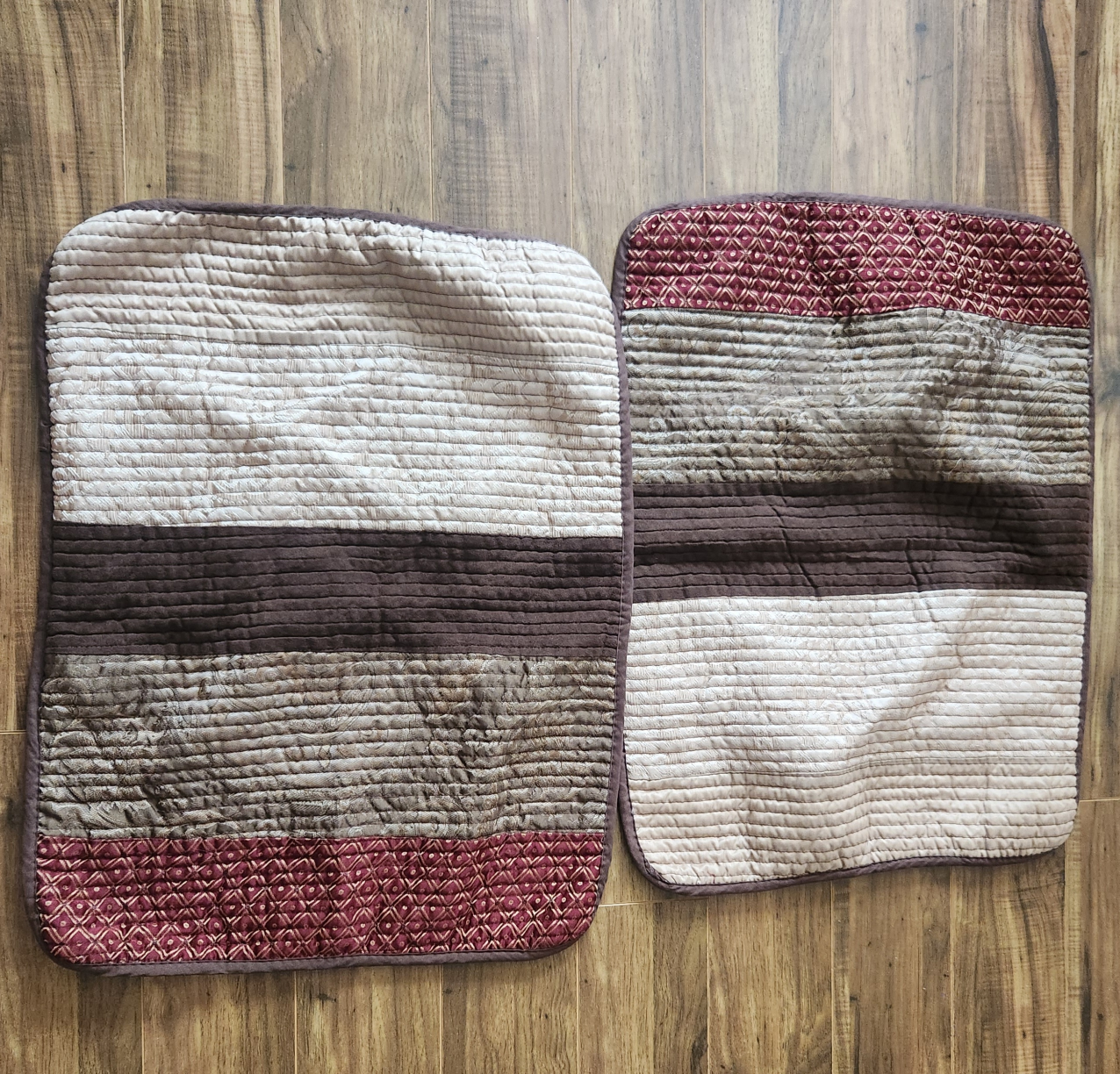 Set of Two Quilted Shams- Brown and Beige