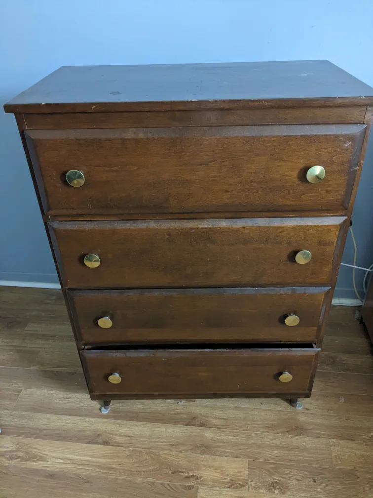 Vintage Four-Drawer Wooden Chest image indicator(3)