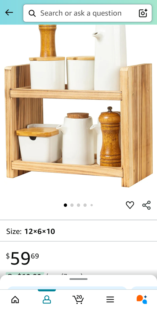 2-Tier Wooden Spice Rack Organizer