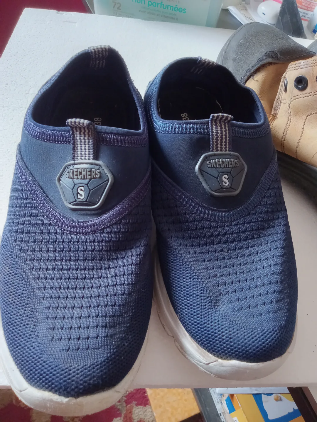 Skechers Navy Blue Slip-on Sneakers - Size 8 image indicator(7)