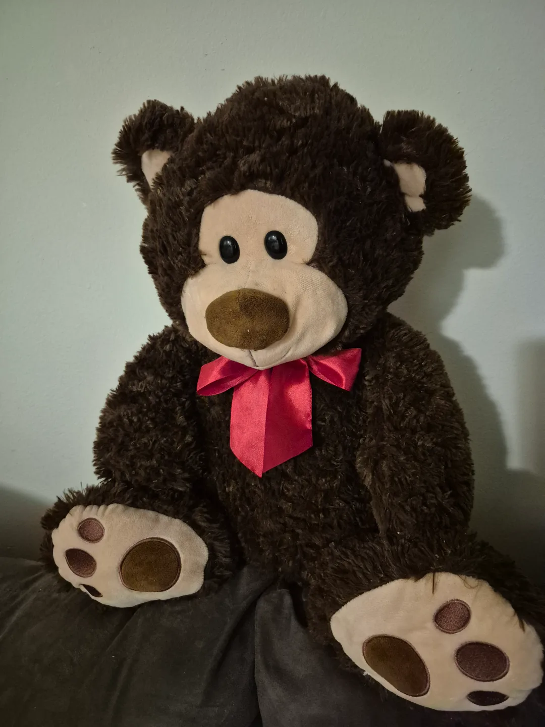 18" Brown Plush Teddy Bear with Red Bow