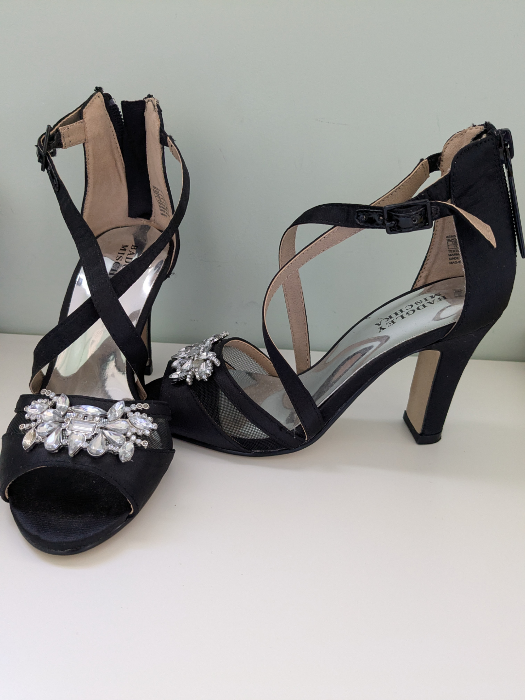 Badgley Mischka Black Jewel Embellished Heels