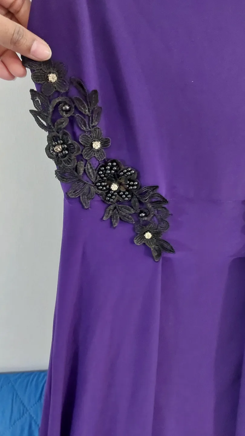 BRAND NEW Purple Dress with Floral Appliqués image indicator(2)
