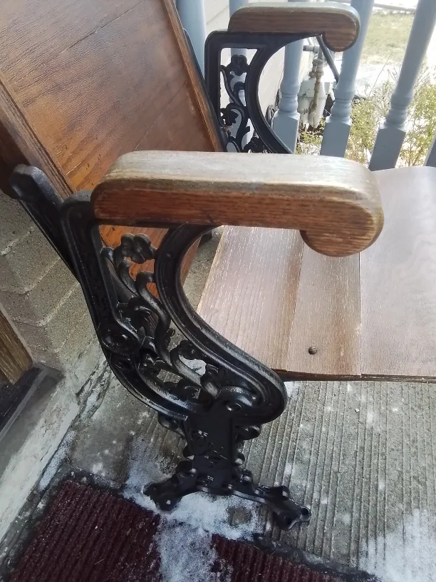 Antique Wooden  Ornate Cast Iron Student Chair image indicator(3)