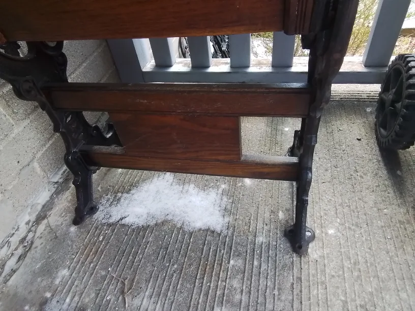 Antique Wooden  Ornate Cast Iron Student Chair image indicator(5)