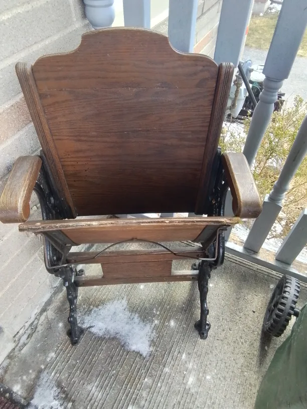 Antique Wooden  Ornate Cast Iron Student Chair image indicator(6)