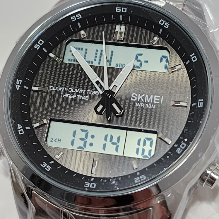 Men's Analog-Digital Dual Display Stainless Steel Watch - photo 4