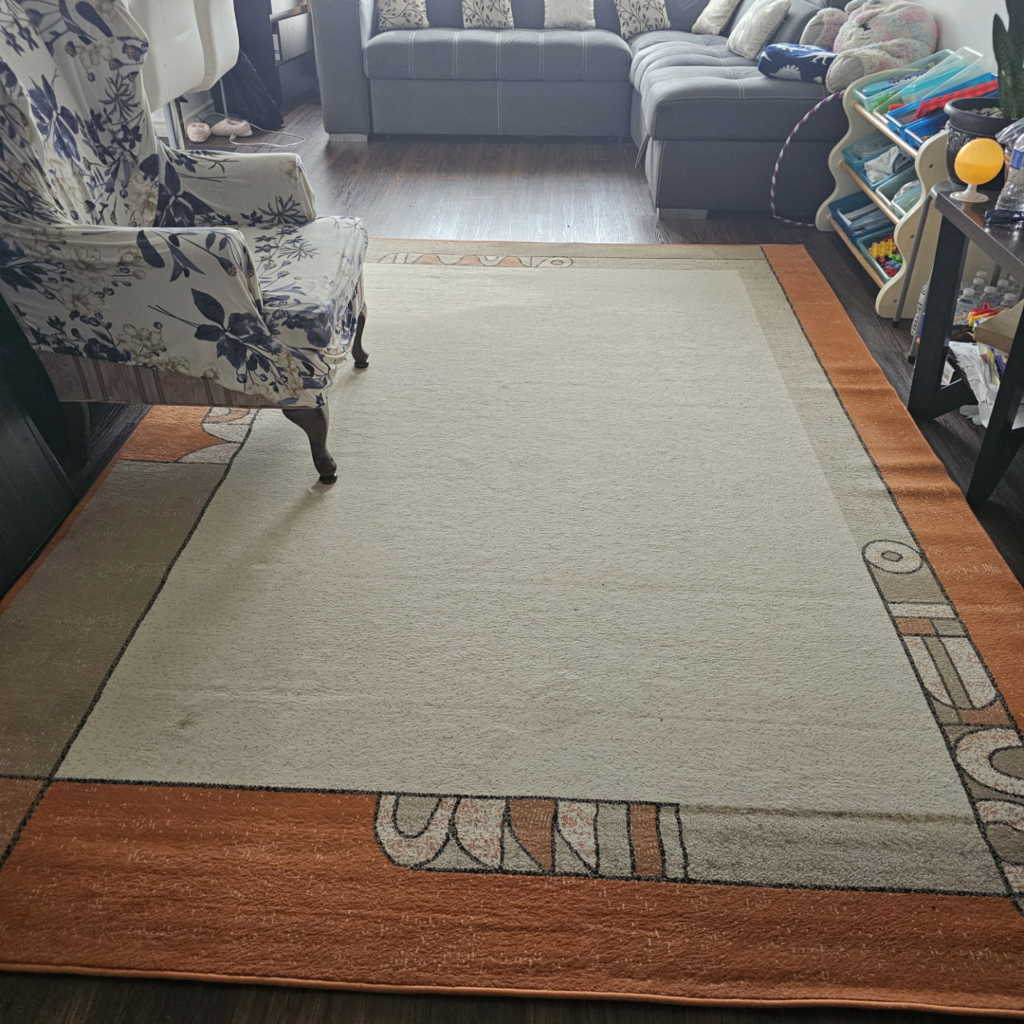 Large Area Rug - Beige and Orange