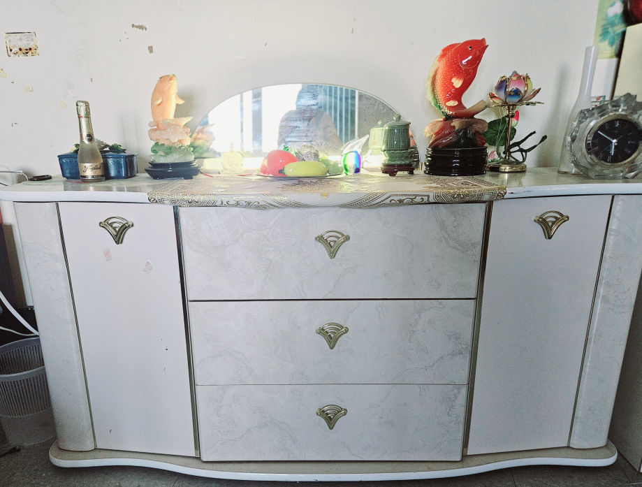 Vintage White Dresser with Gold Accents💚