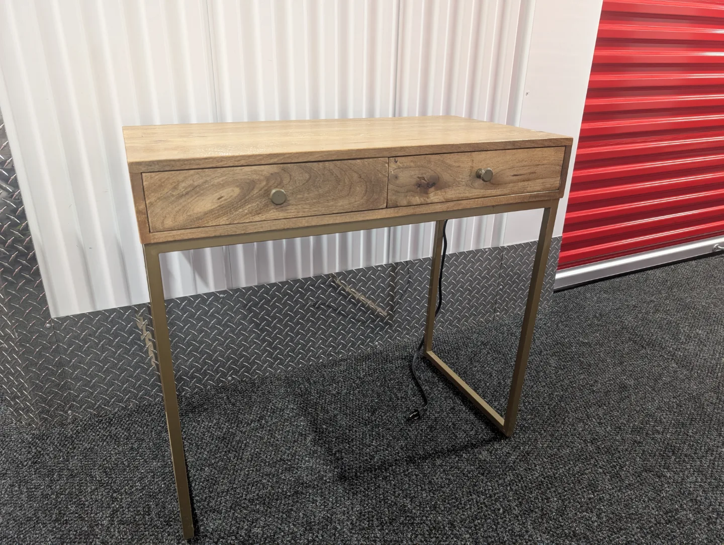 Wooden Desk with Gold Metal Legs thumbnail
