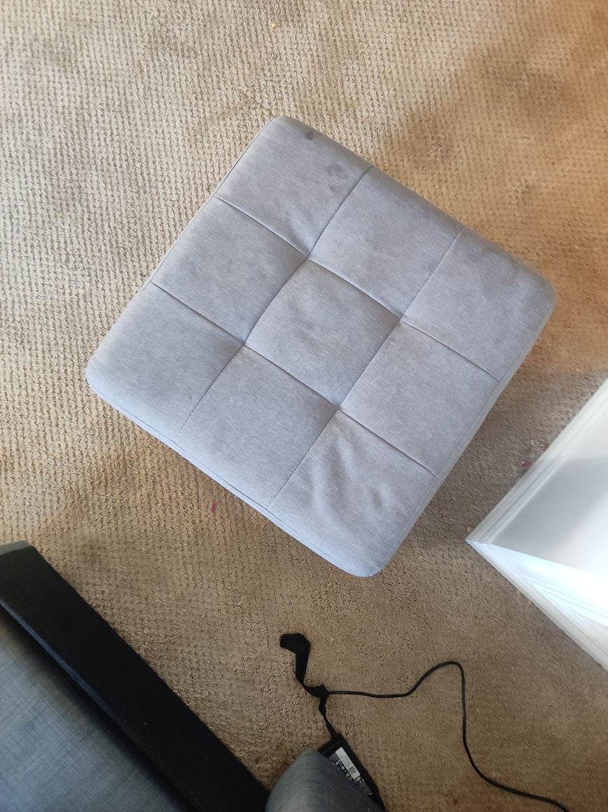 Grey Fabric Storage Ottoman