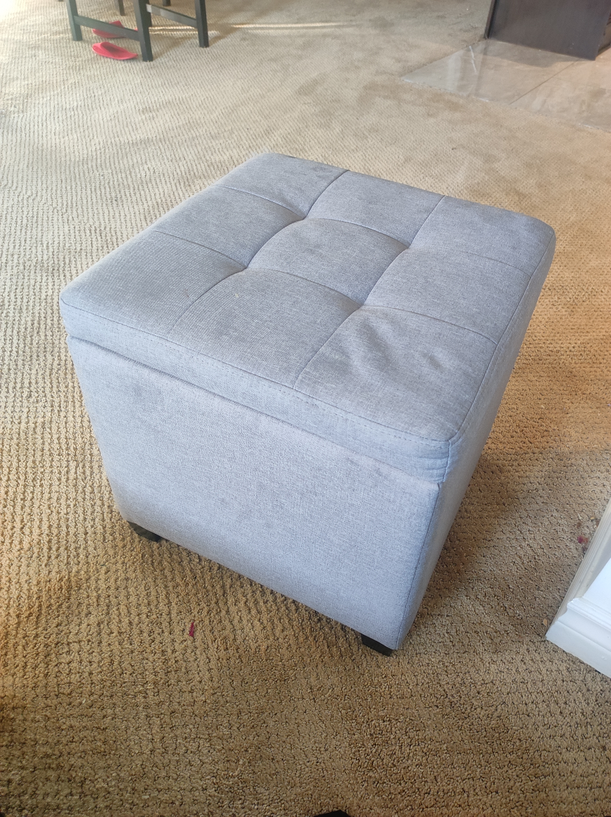 Grey Fabric Storage Ottoman - photo 3
