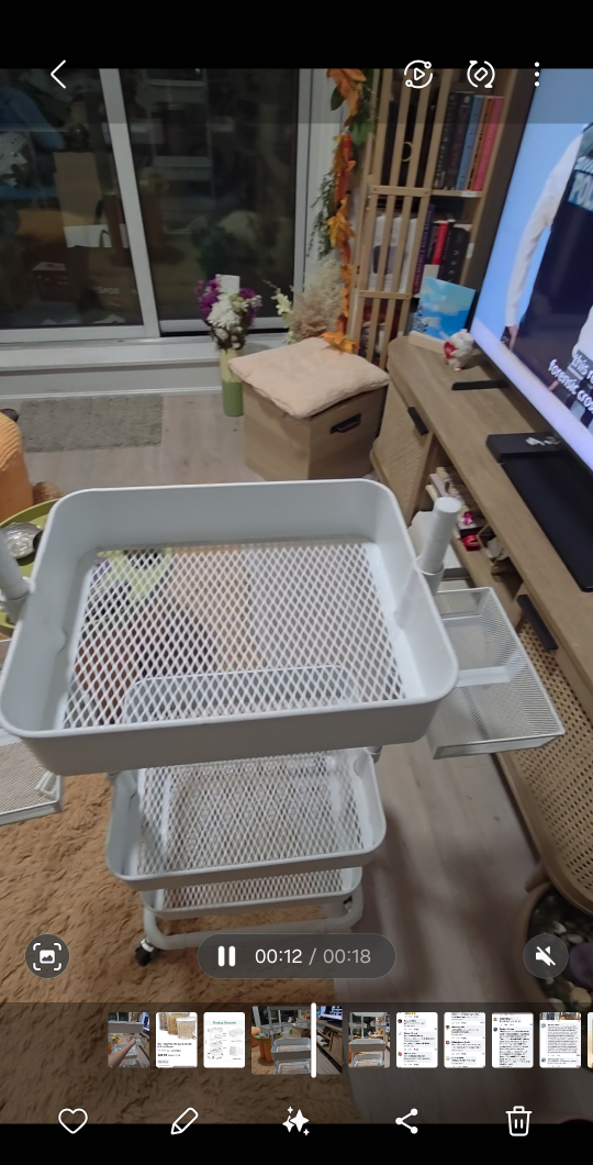White Rolling Storage Cart with 3 Baskets - photo 4