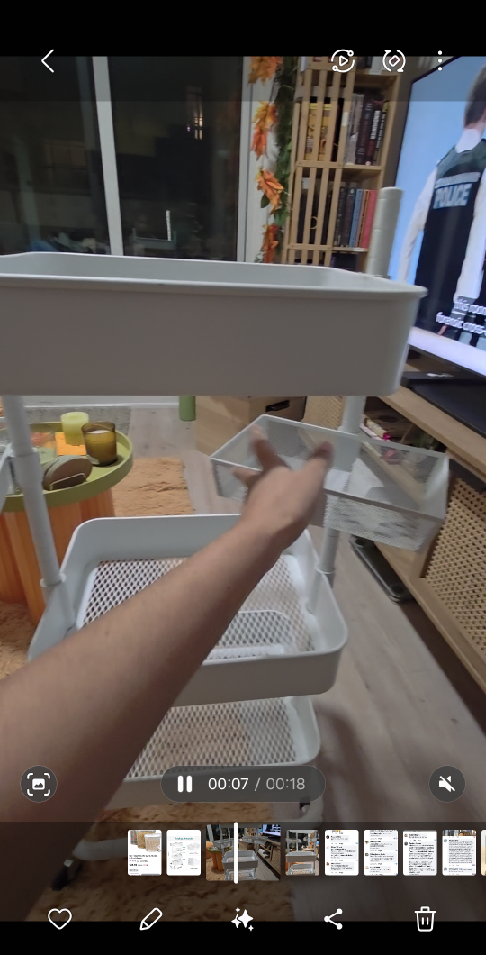 White Rolling Storage Cart with 3 Baskets - photo 5