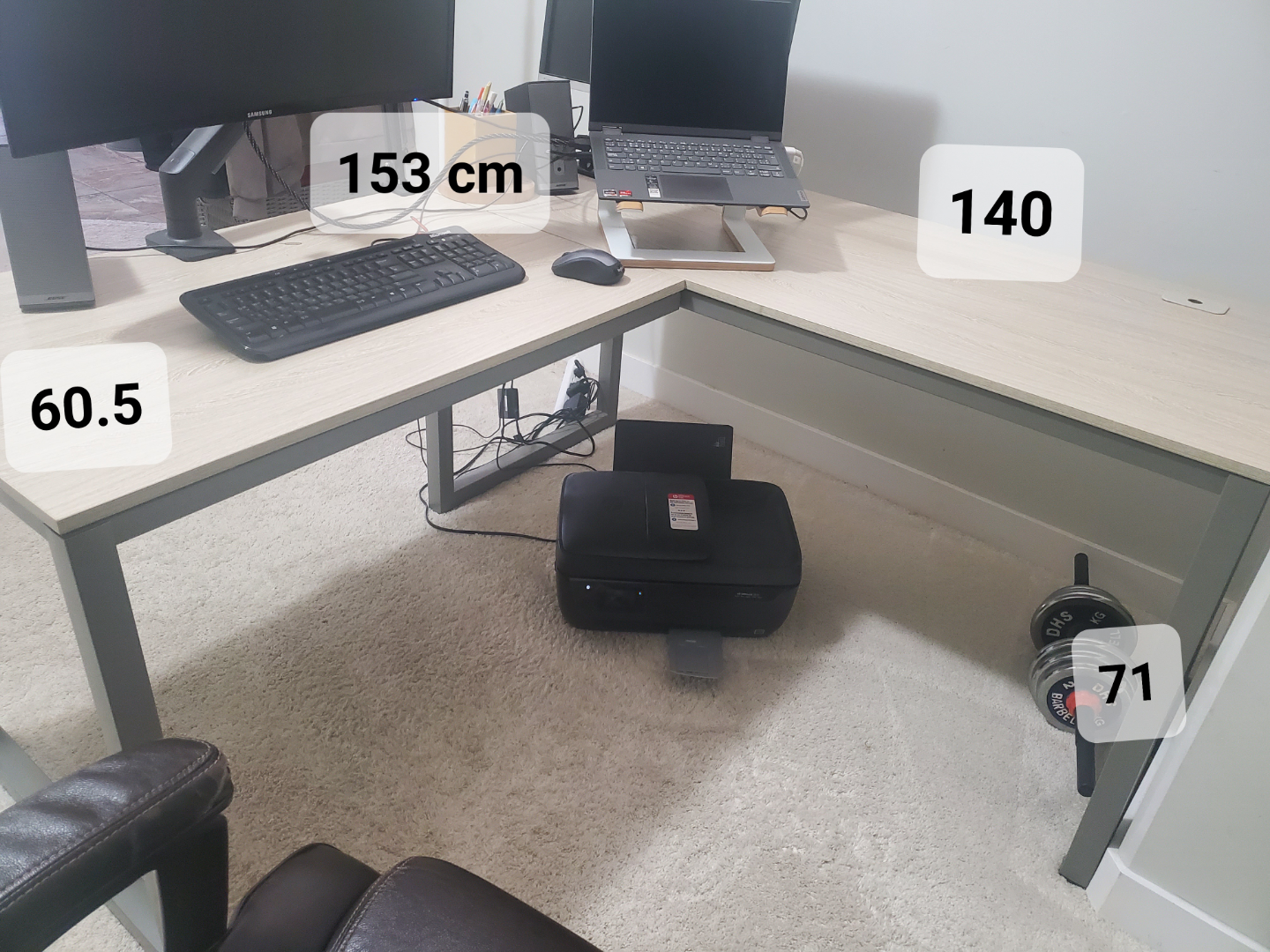 L shaped Desk & Office Chair