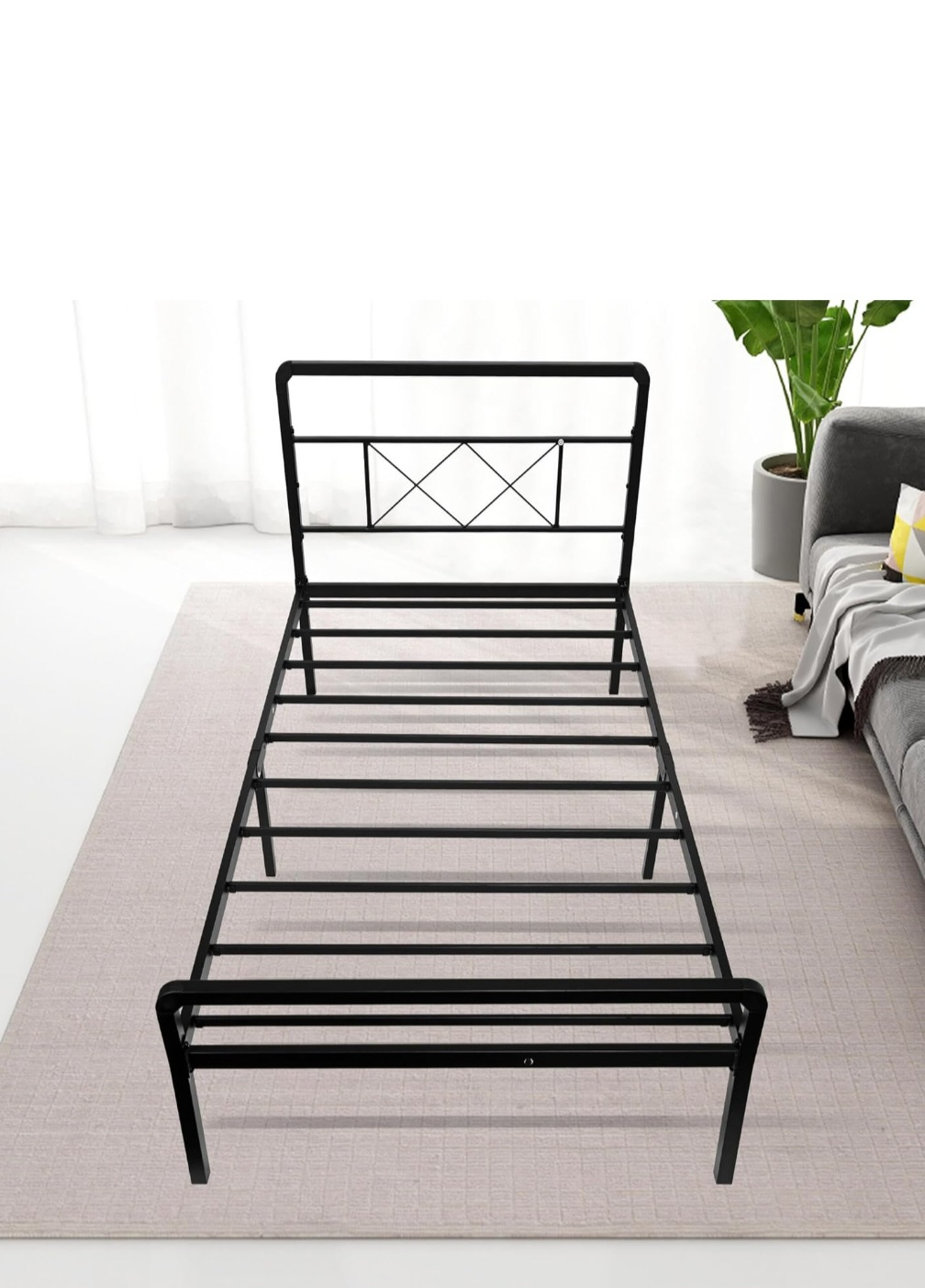 Metal Twin Bed Frame - Black