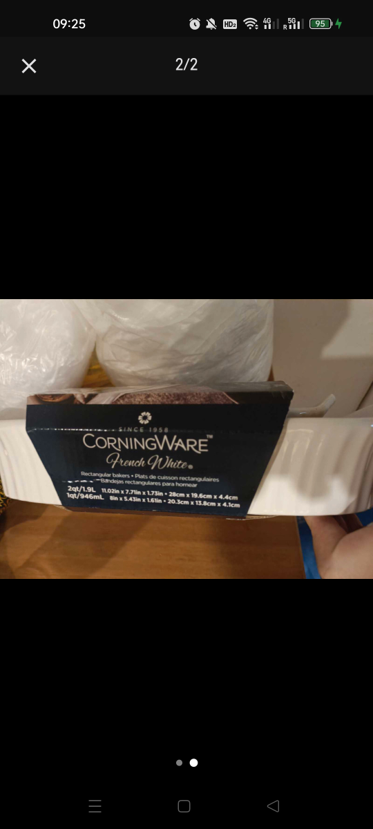 Corningware French White 2-Piece Rectangular Baker Set - photo 2