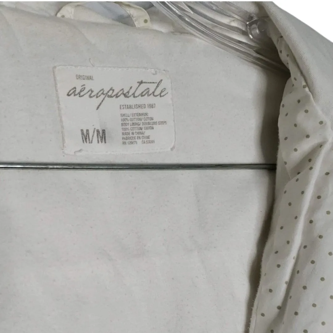 💚 Aéropostale White Cotton w Grey Polka Dot Cropped Jacket image indicator(6)