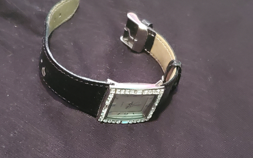 Women's Hudson Quartz Watch with Rhinestone Bezel - Black/Silver - photo 2