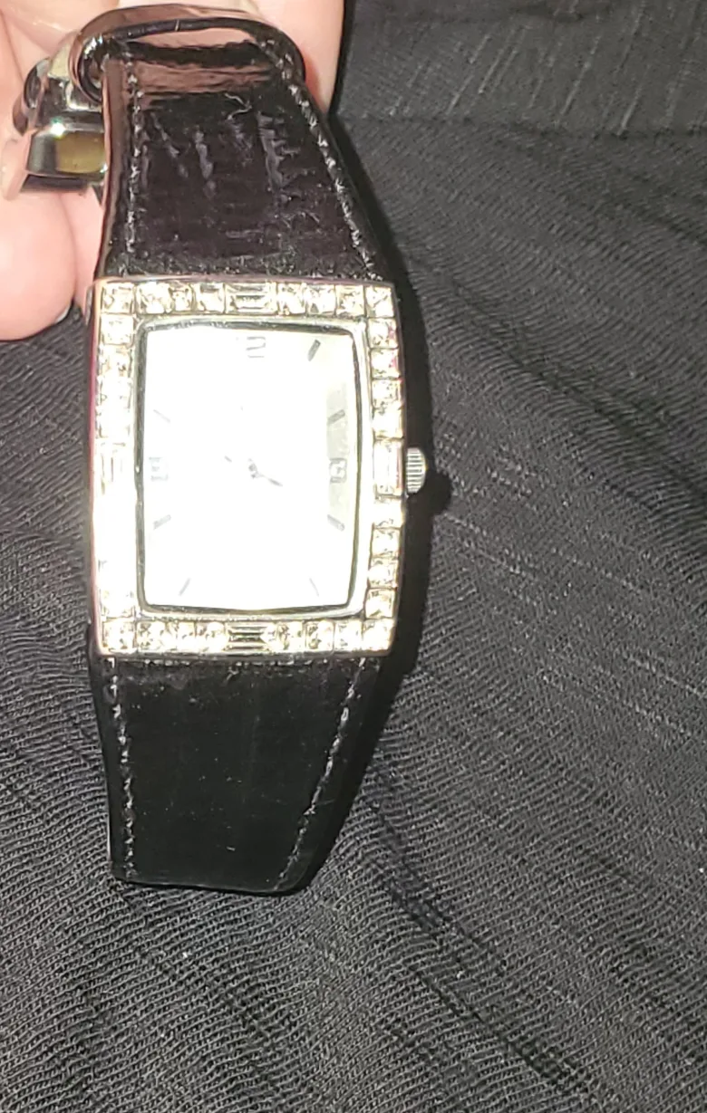 Women's Hudson Quartz Watch with Rhinestone Bezel - Black/Silver image indicator(3)