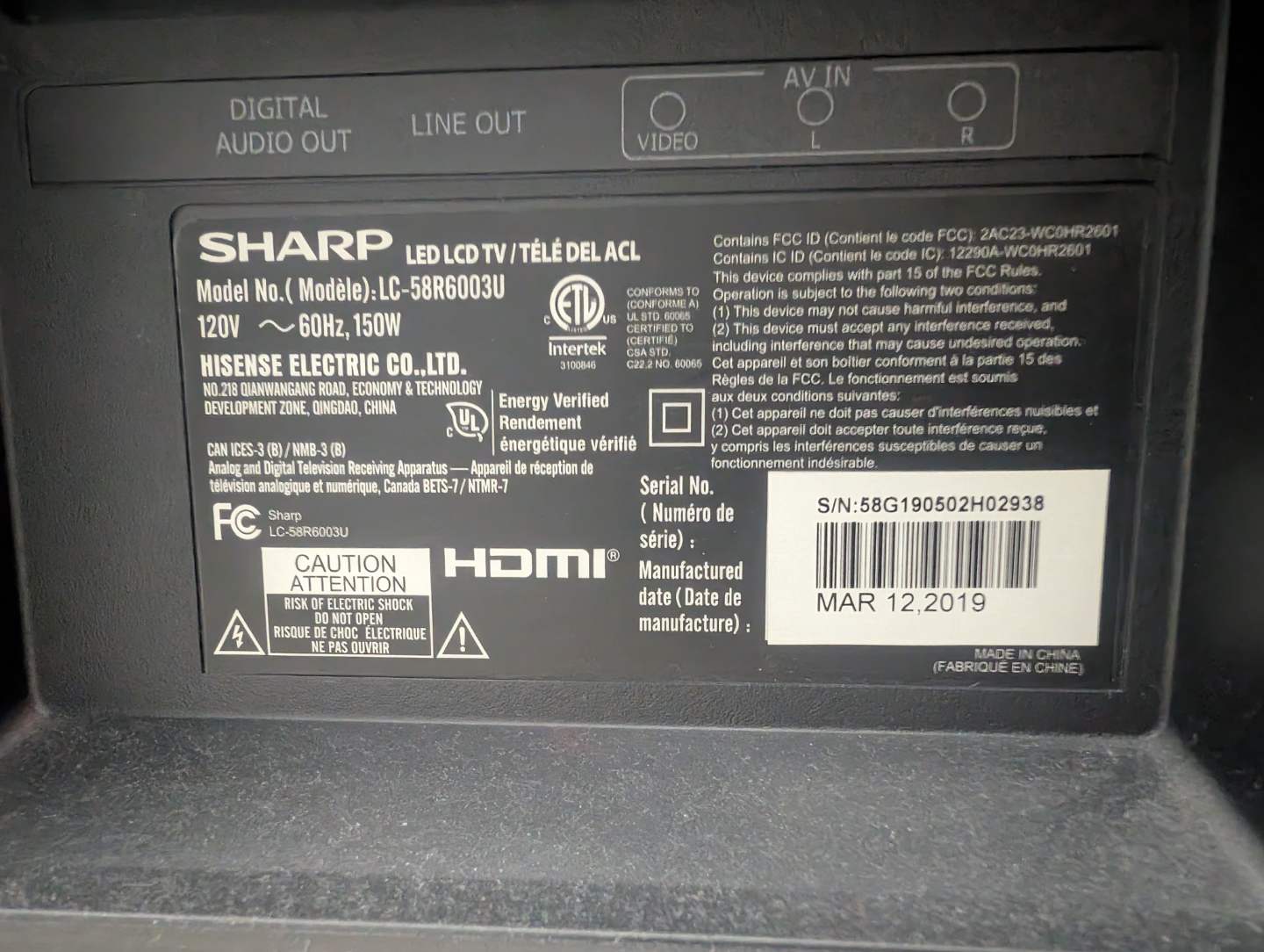 Sharp Roku TV - LC-58R630U - photo 2