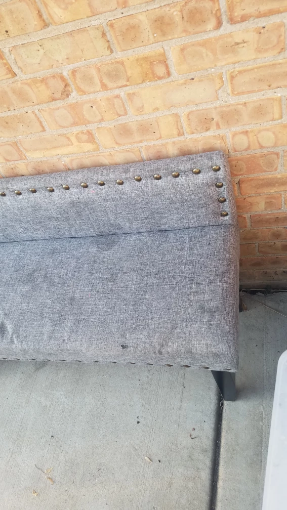 Pair of Gray Upholstered Benches with Nailhead Trim - photo 4