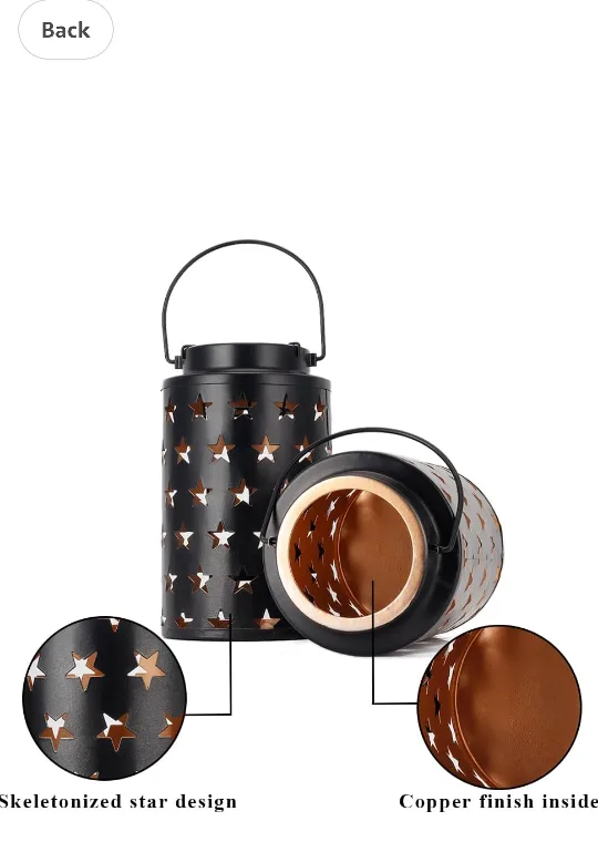 JHY DESIGN Set of 2 Metal Star Candle Lanterns image indicator(3)