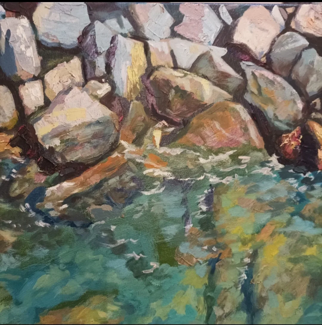 Original Oil Painting of Rocky Shoreline image indicator(5)
