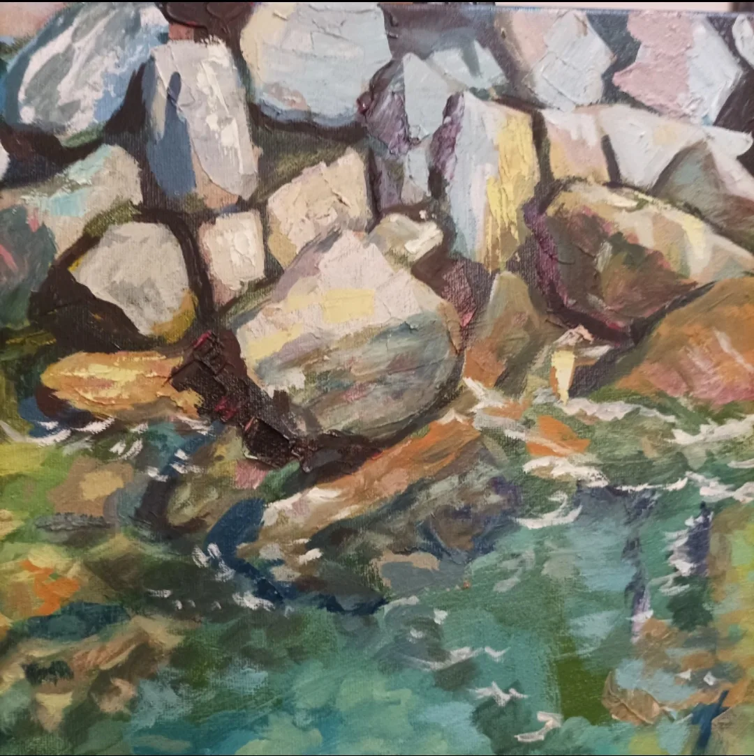Original Oil Painting of Rocky Shoreline image indicator(6)