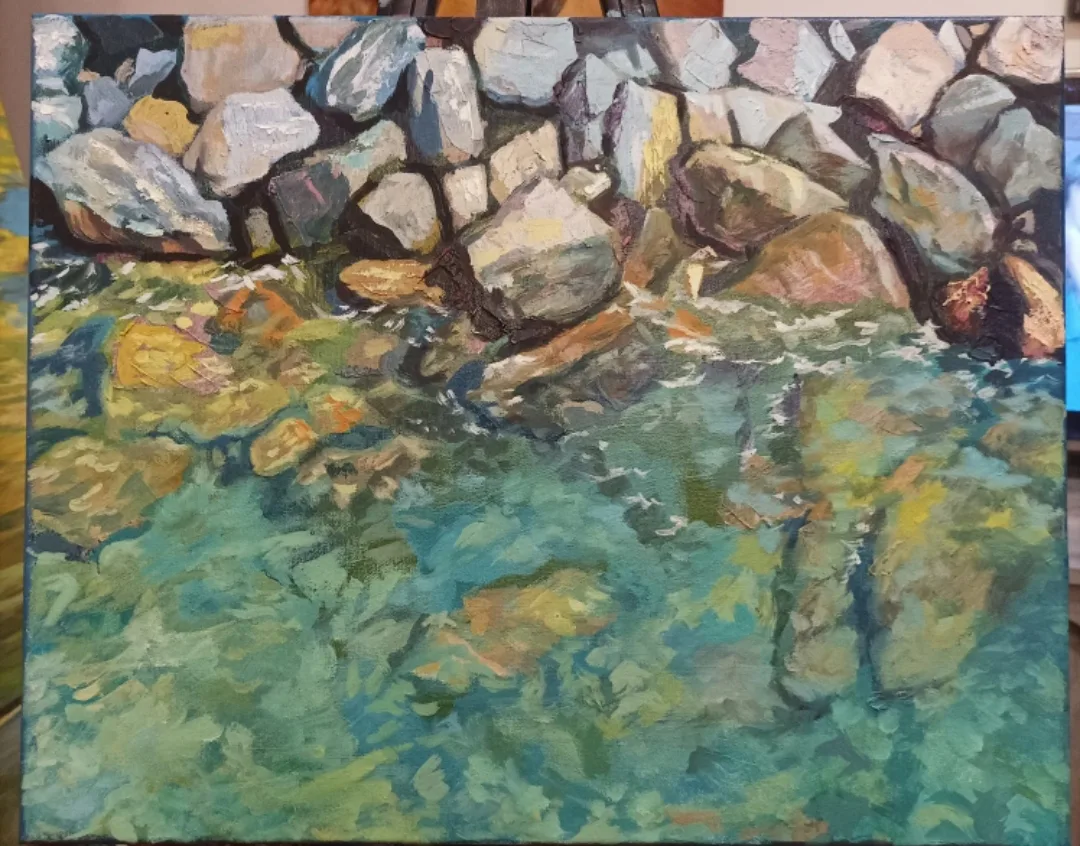 Original Oil Painting of Rocky Shoreline image indicator(10)