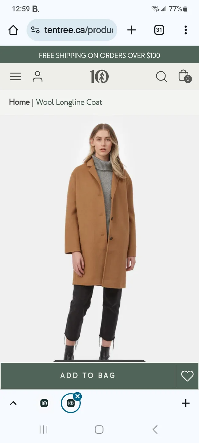 TenTree Recycled Wool Longline Coat image indicator(5)