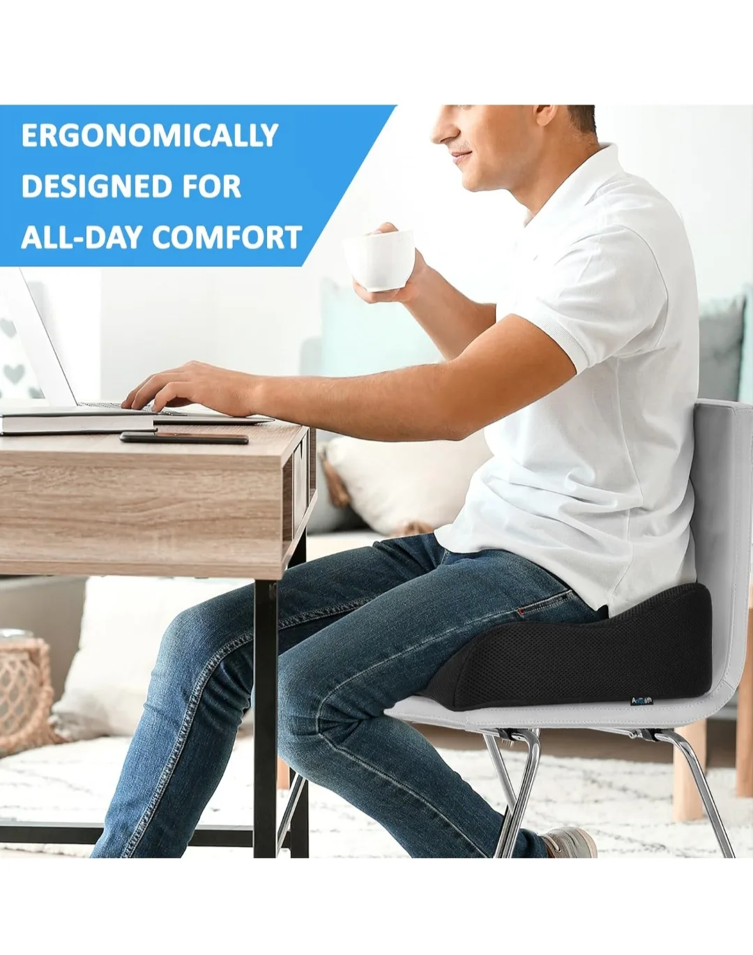 Ergonomic Memory Foam Seat Cushion with Washable Cover image indicator(4)