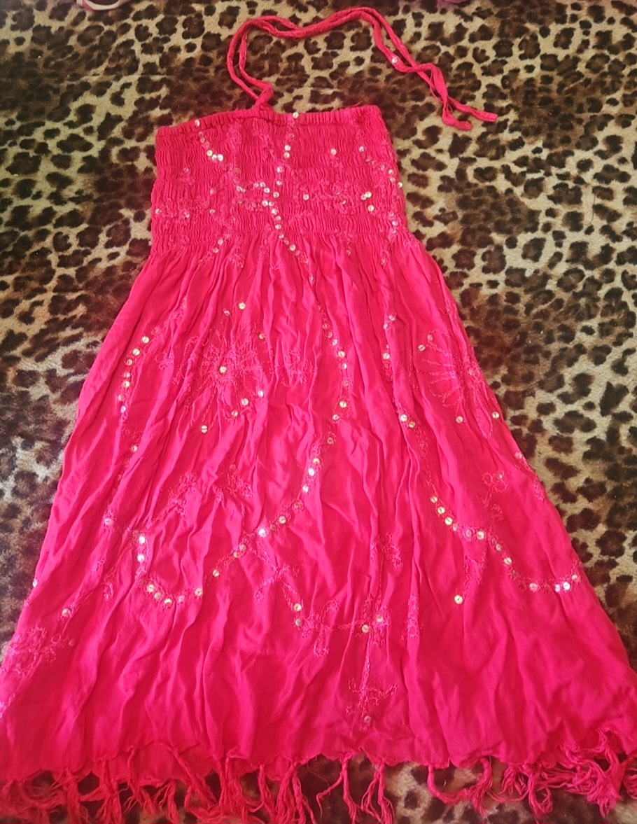 Red sequined halter dress - photo 2