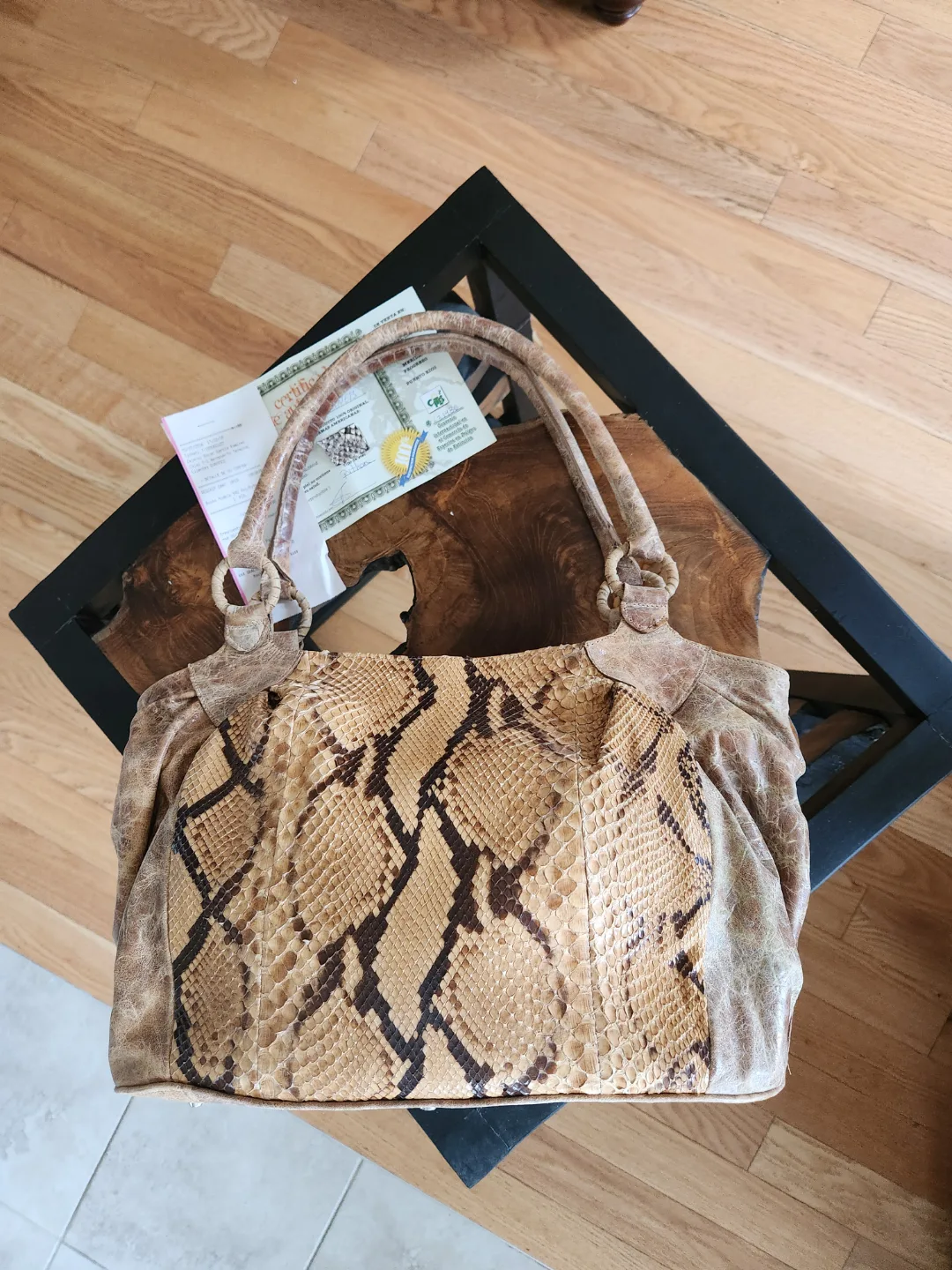 PYTHON Snakeskin Leather Handbag with Certificate image indicator(9)