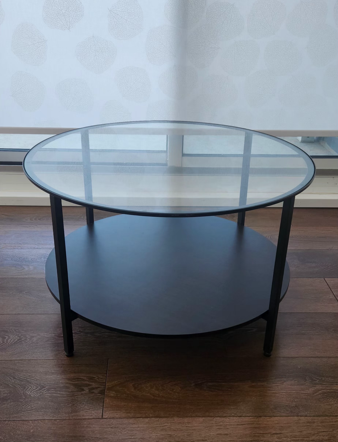Round Glass Top Coffee Table with Lower Shelf - photo 2