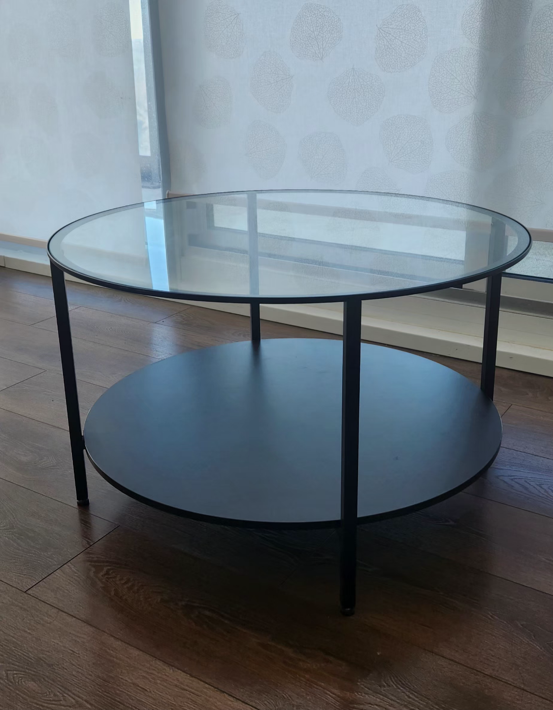 Round Glass Top Coffee Table with Lower Shelf - photo 3