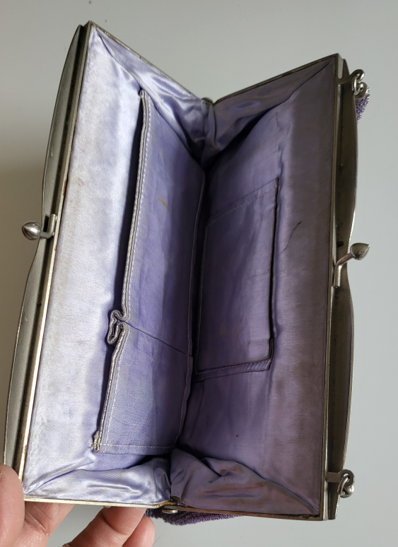 Vintage Beaded Evening Bag - Purple and Silver - photo 3