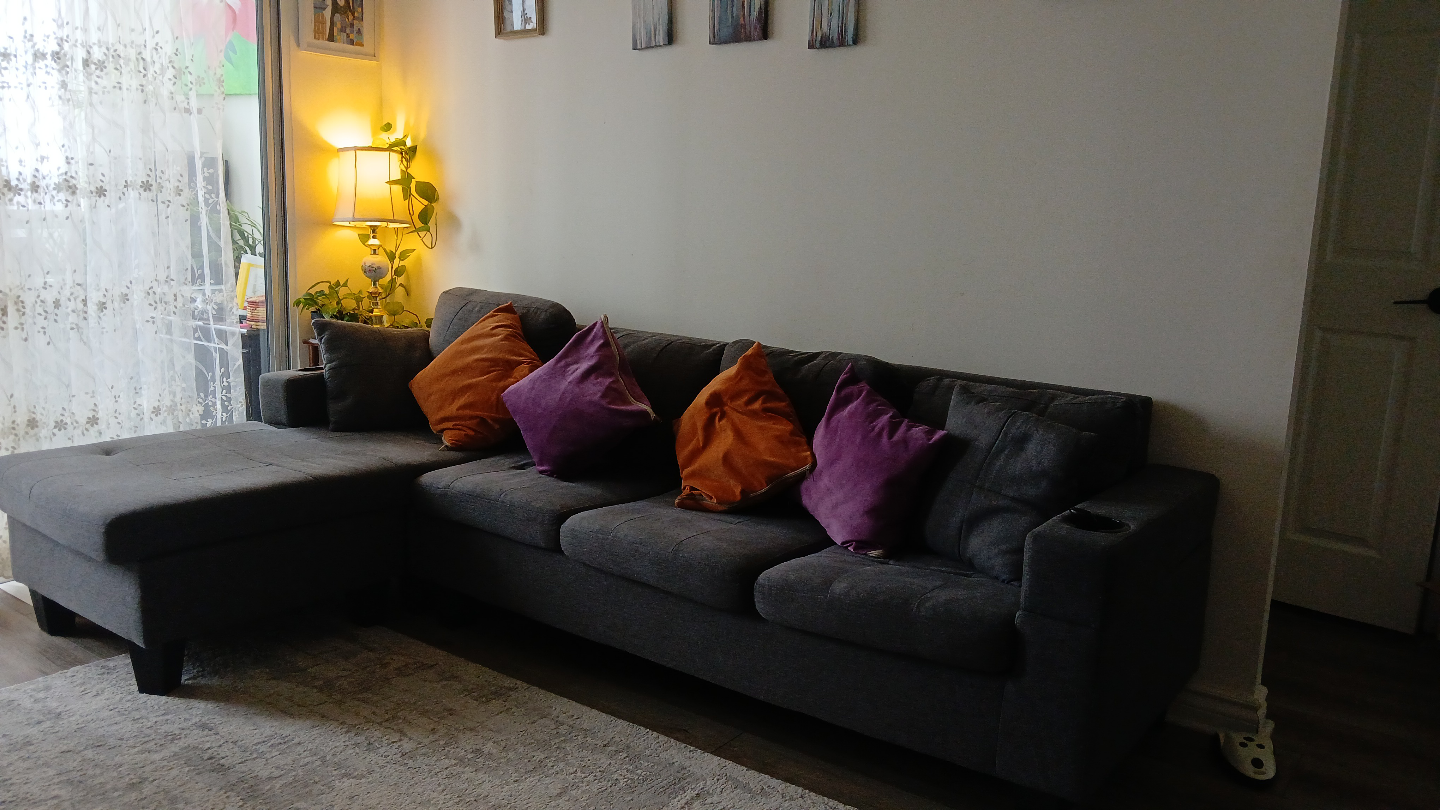 Grey L-Shaped Sectional Sofa